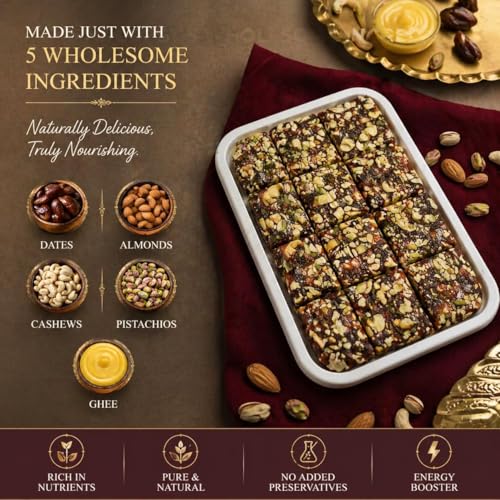 Image of TANISH Sugar Free Dates Delight (200g) - Healthy Dry Fruit Barfi with Almonds, Cashews & Pistachios | Made with Pure Ghee & Natural Honey | No Added Sugar, Preservatives or Additives | Energy Snack