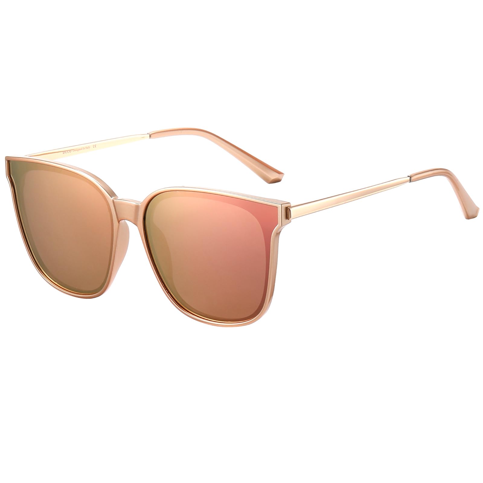 DUCO Oversized Polarized Sunglasses Womens Trendy Mirrored Shades Retro Round Vintage Light Weight UV400 Sun Glasses W016