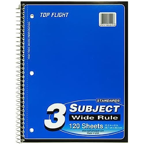 Top Flight 3-Subject Wirebound Notebook, 120 Sheet - Thumbnail 2
