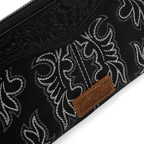 Image of Wrangler Wristlet Wallets Western Wallet for Women Floral Tooled Womens Wallet Boot Stitch Purses