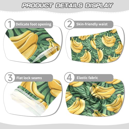 ALAZA Girls' Leggings Children's Yoga Pants Skinny Printed Dance Banana Leaves Comfortable 4T2