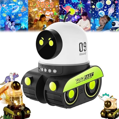 Kids Cartoon Projector Lamp, Rechargeable Cartoon Robot Car Projection Night