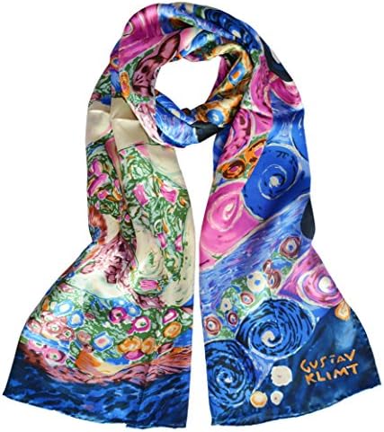 YSSP, G Klimt-Virgin, Van Gogh and Claude Monets Paintings, Elegant Luxury Fashion Silk Scarf Premium Shawl Wrap Art