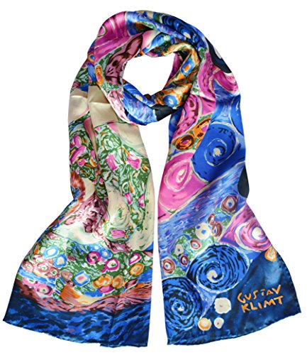 Yssp, G Klimt-Virgin, Van Gogh And Claude Monets Paintings, Elegant Luxury Fashion Silk Scarf Premium Shawl Wrap Art #TOP2