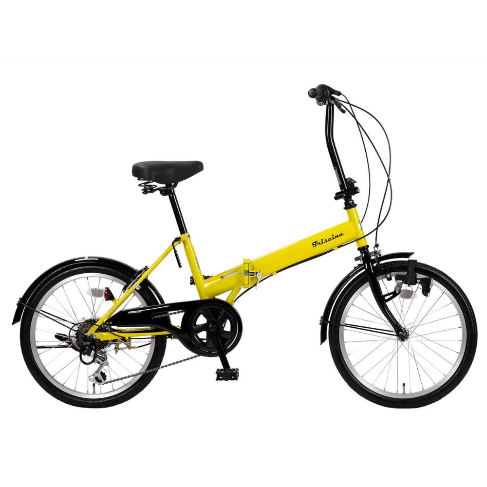 トリシーナ 折り畳み自転車 20インチ 外装6段 イエロー【f319fb52】 Amazon | 【 防犯登録付き/即乗りOK 】 20インチ 折りたたみ自転車