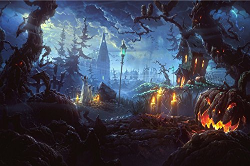 Nan Wind Pumpkin Lantern In Dark Creepy Forest With Dark Clouds Haunted House Painting Halloween Wall Art Painting Pictures Festival Art Print Print On Canvas Art The Picture For Home Modern Decor #TOP2