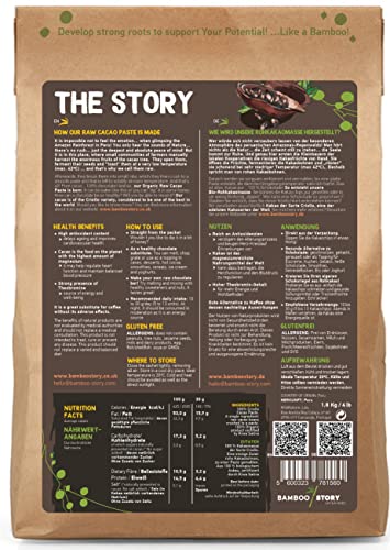 ROH | BAMBOO STORY | Kakaomasse | Kakaochips | Criollo | 100% Peruanishes | Bio | 1.8 Kg