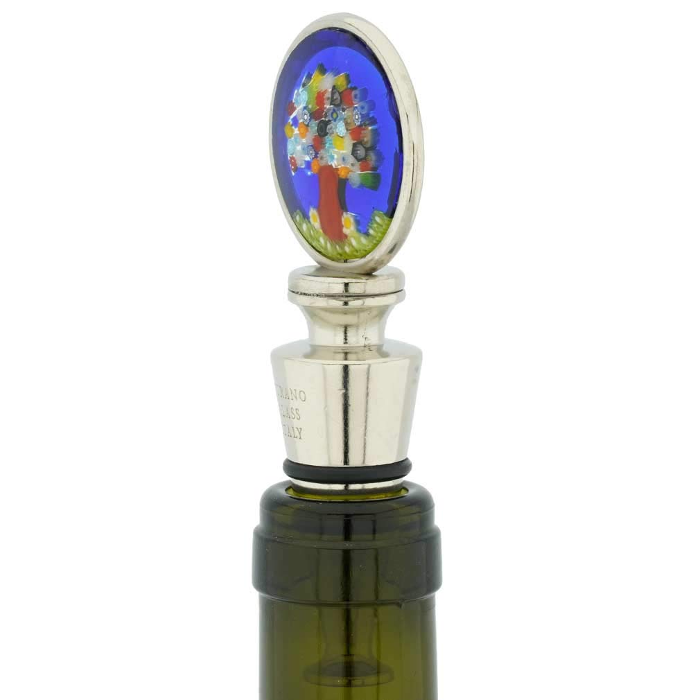 5 Portes Couteaux Et Baguettes Noirs Millefiori Rouge Et Jaune En Verre