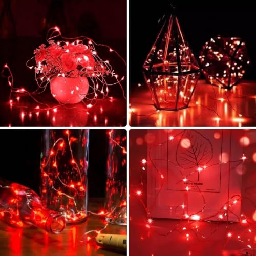 Image of 3PK 78FT 80LED Red Christmas Fairy Lights Battery Operated Halloween Lights