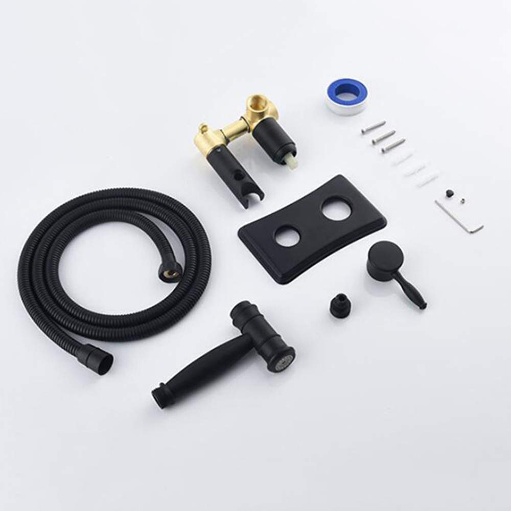 Bidet Pulvérisateur Laiton Kit de Pulvérisation de Toilette Montage Mural Ensemble de Robinet Vaporisateur Hygiénique Parfait pour Hygiène Personnelle,Noir
