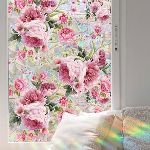 Película de privacidad para ventana floral 3D miniatura 5