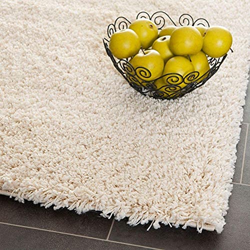 Image of AROMICK Modern Polyester Anti Slip Shaggy Fluffy Rug and Carpet for Living Room, Bedroom & Dining Room (4 x 6 Feet, Ivory)