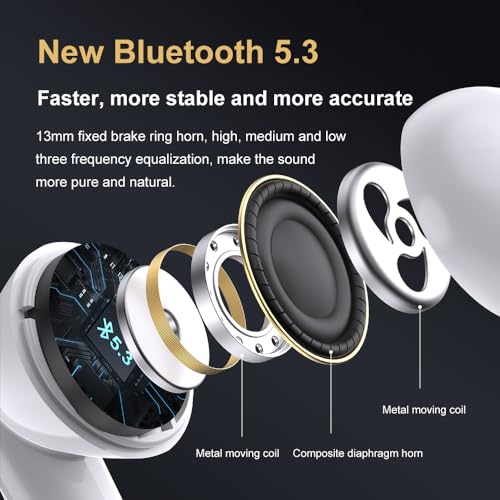 Image of 9YNE Wireless Bluetooth Earbuds with Digital Display, Deep Bass Stereo Sound, ENC Clear Calls, Touch Control, Fast Pairing, in-Ear TWS Ear Buds with Charging Case - Black