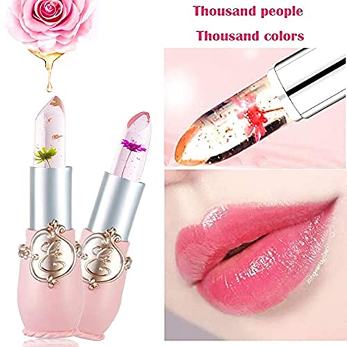 Evpct 2Pcs Crystal Flower Jelly Magic Lipstick Color Changing Lipstick,Ph Clear Jelly Crystal Lipstick With Flower Inside Magic Lipstick Lip Color Change Changing Tinted Lip Balms Aloe Vera Llipstick thumb #2