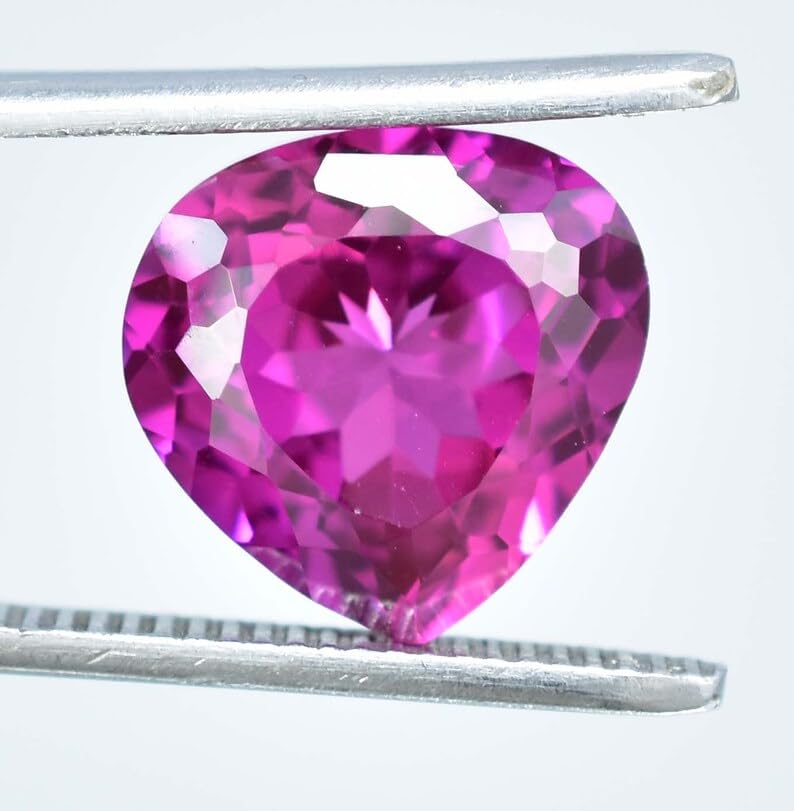 Saphir rose naturel pour la fabrication de bijoux, gemme cœur 13mm DIY