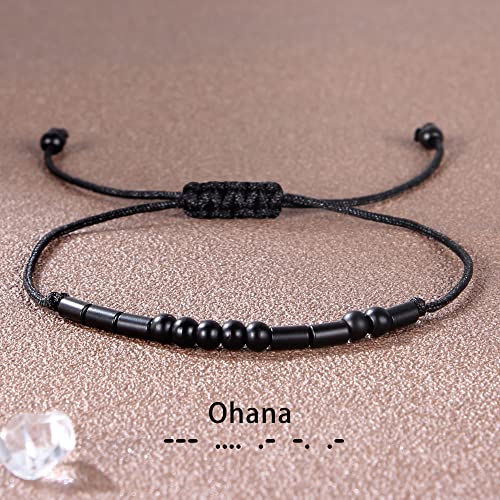 Image of Morse Code Bracelets for Women Inspirational Gifts for Her Adjustable Black Adjustable Braided Men Bracelets Motivational Best Friend Birthday Gifts for Sister Daughter Mom Dad Christmas Jewelry
