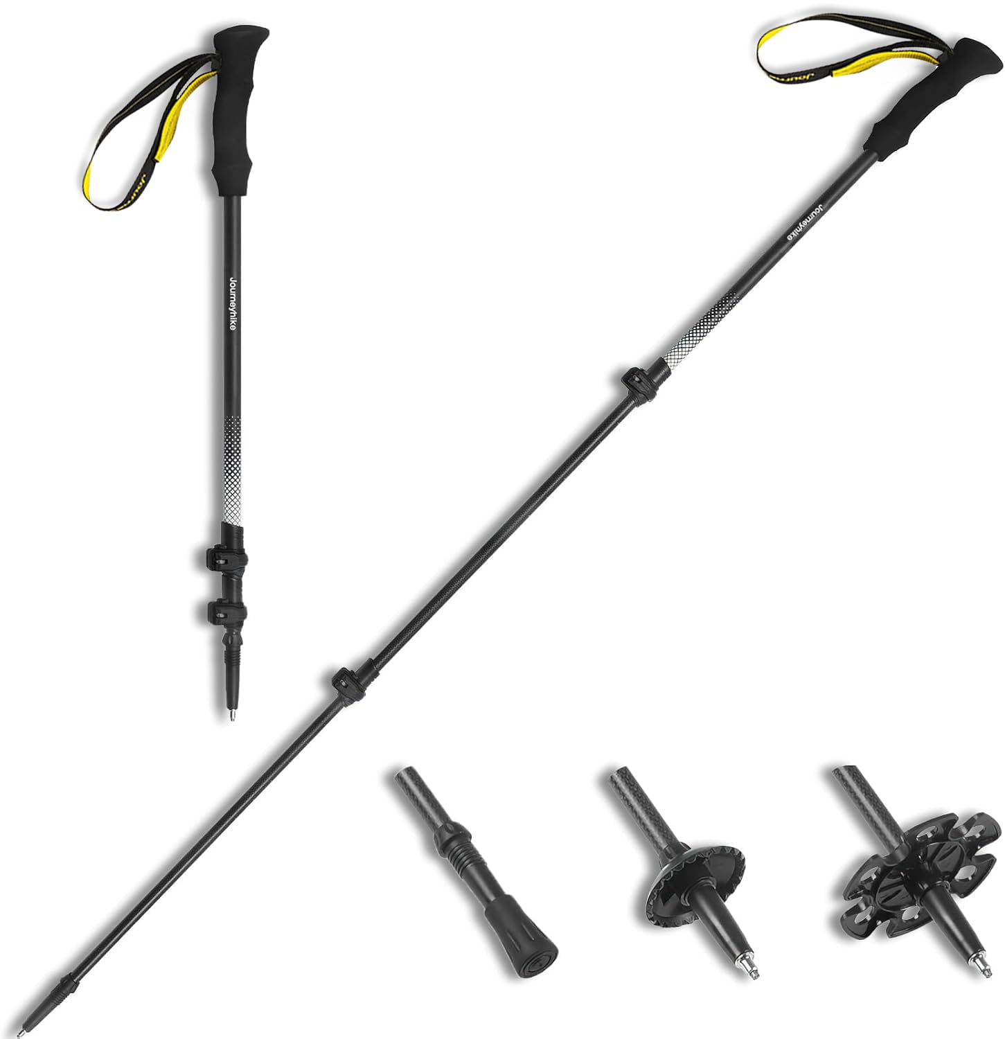 Trekkingstöcke Carbon Ultraleicht 169 g, Teleskop Wanderstöcke 63–135 cm | Teleskop Wanderstöcke 63–135 cm, Eva-Griff & Zubehör, Nordic Walking Stöcke Damen Herren, Gehstock für Wandern & Bergsport
