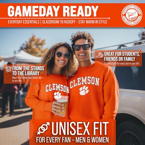 Image of NCAA College Sweatshirt Fleece Crewneck Pullover for Men and Women | Officially licensed NCAA college gameday crewneck pullover - 9 oz fleece lined sweatshirt with arch and logo design