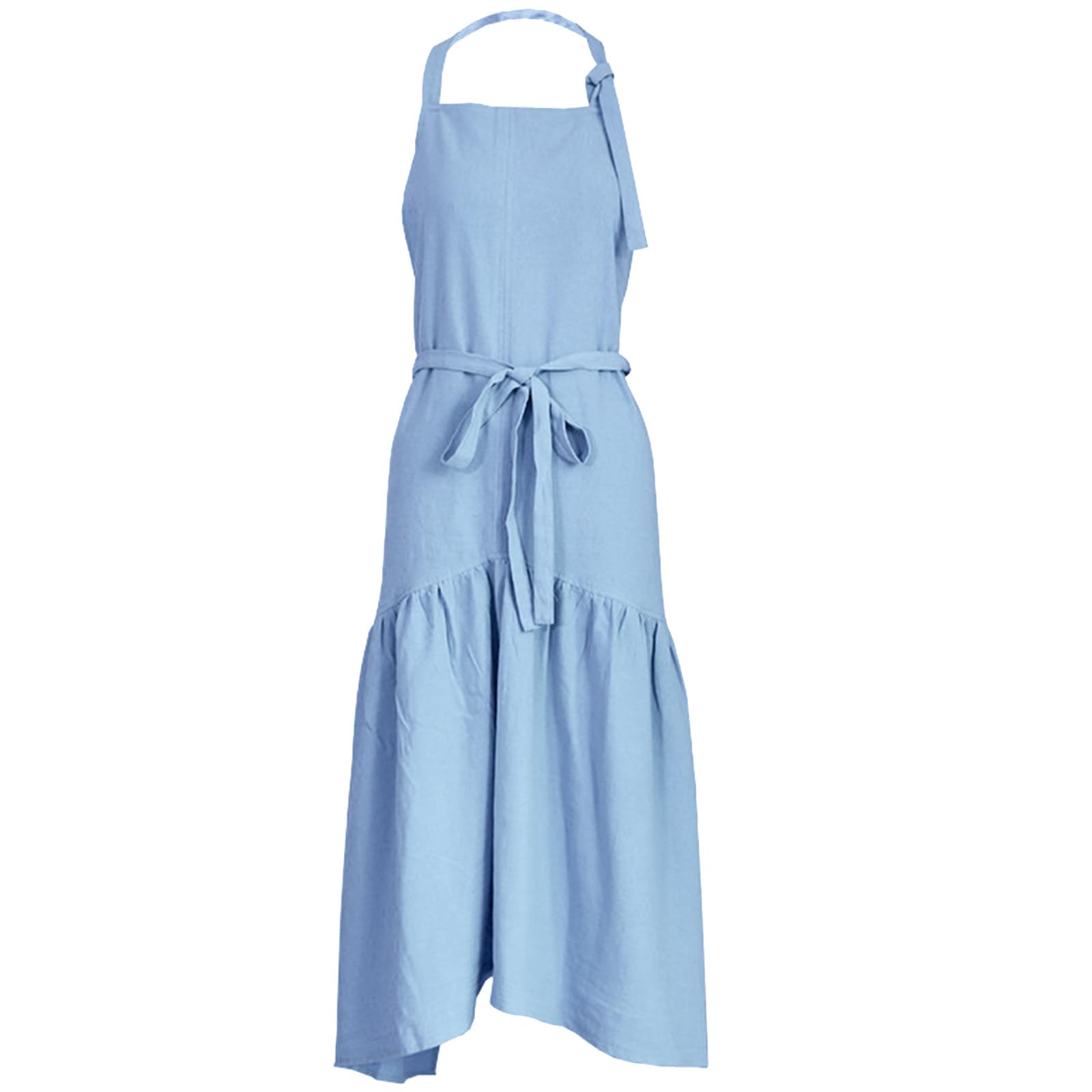 Tsophreniq Linen Apron Cooking Apron Plain Work Pinafore Dress Waitress Servant for Kitchen Bakery Restaurant Full Coverage