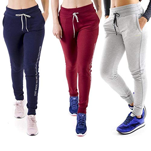 Kit 3 Calças Moletons Feminino Cor:Azul;Tamanho:P;Gênero:Mulher