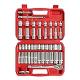 EACELIY 44pcs 3/8' Drive Impact Socket Set,Drive Master...