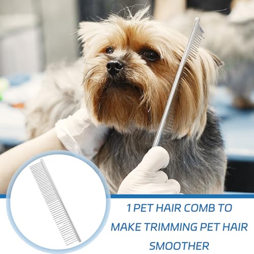 Dreiteiliges Hundescheren-Set, Hundepflege Schere Mit Gebogenen Kopf,Geeignet Für Hunde, Katzen Und Andere Haustiere, Beinhaltet Trimmschere, Ausdünnschere Und Einen Pflegekamm (Blau, 3-In-1)