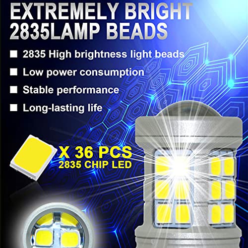 Alla Drive T20 7440 7443 Led Bulbs, 6000K Xenon White Back-Up Reverse, Turn Signal, Brake Tail Lights 7441 7444 Na Super Bright 2835 36-Smd Replacement #TOP3