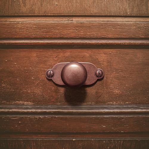 Image of Goo-Ki Antique Copper Zinc Alloy Cabinet Knob with Backplate - Single Hole Center Cabinet Pull Hardware for Bedroom, Kitchen, 6 Pack(8611-G013)
