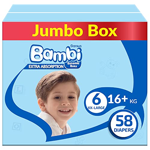 Sanita Bambi Size 6 XXL 16+ kg Jumbo Box 58 Diapers DB11XX0801R11