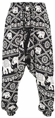 Perdontoo Men's Drawstring Cotton Loose Boho Aladin Yoga Harem Pants Unisex Trousers (36, Style 5) #TOP2