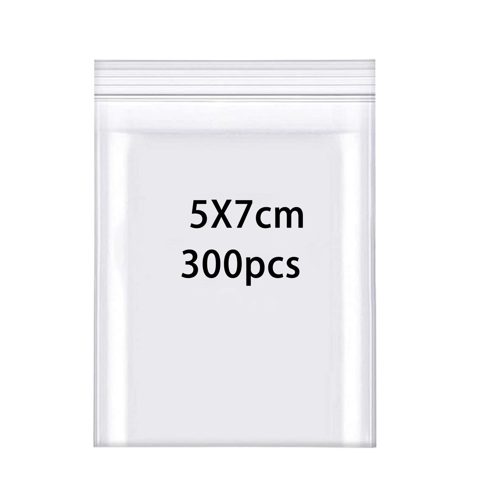 Rshuhx Small Plastic Bags Mini Sealable Clear Grip Seal Bags Heavy 160μm 300pcs 5cmX7cm/2"X2.8" Little Baggies Sealable Ziplock Bag Jewellery Seeds Screws Earring Beads Daily Pills — image 1