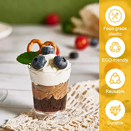Jolly Chef 300 Pack 2.6 Oz Mini Dessert Cups With Spoons, Clear Plastic Pudding Appetizer Cups For Party - Small Reusable Serving Bowl Clear Plastic Cups Ideal For Christmas Halloween Wedding #TOP2