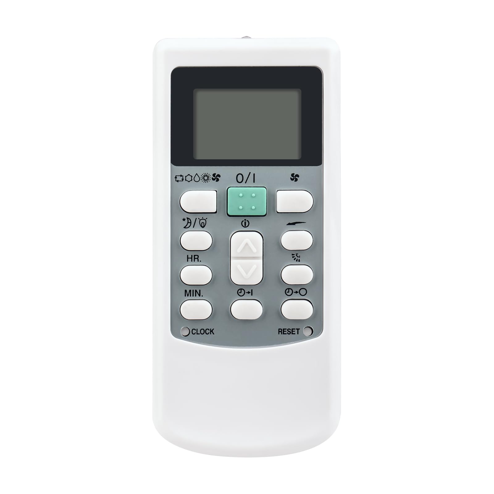 Til baka view of the AULCMEET HYK-02 HYK-03 HYK-07 AC remote control, showing a smooth white surface.