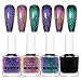 BORN PRETTY Nail Polish Set Holographic Chameleon Sequins Black Dark Orchid Series Multicolored Nail Art Varnish 3 Bottles 6ml
