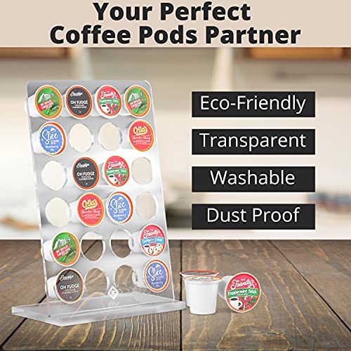 K Cups Coffee Pod Holder - Acrylic Kcup Organizer For Counter - Compatible With 24 Keurig Pods - Modern Display Rack And Storage For Kitchen And Office Coffee Station Organization- Gleur #TOP5
