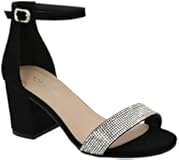 Diamond-1 Ankle Strap Dressy High Heel Sandal&comma; Non-slip Sole&comma; For Wedding&comma; Party&comma; Prom&comma; Evening Wear&comma; or Any Occasion&comma; Sleek Style Block Heel Sandals