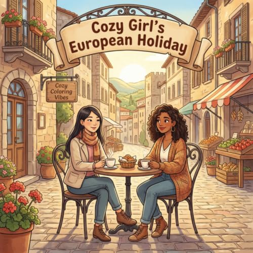 Cozy Girl's European Holiday: Relaxing Hygge Coloring Book for Adults & Teens | Cute & Fun Easy Bold Line Designs of Cafes, Cobblestone Streets, ... Self-Care Gifts (Cozy Girl Collection) image 2