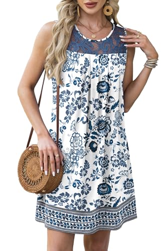 Image of BKRIVE Womens Lightweight Sleeveless Summer Dresses | Lace Yoke Neckline, Figure-Flattering for All Shapes - Ideal Beach Cover-Up & Hot-Weather Travel Essential