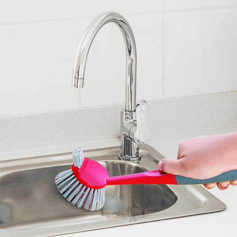 Cello Kleeno Dual Action Sink and Dish Brush | Featuring Flexible Bristles, Hanging Provision, Rubberised Handle, and Tough Bristles for Stubborn Stains | Red and Grey (B07195QKN3) Amazon Price History, Amazon Price Tracker