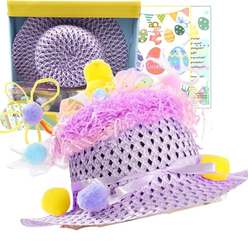 ACL stores Kit per il cofano pasquale per bambini e bambine, set completo per la realizzazione di cofano, fili di ciniglia, pompon, nastro, piume, carta sminuzzata, uova, feltro, occhi traballanti,