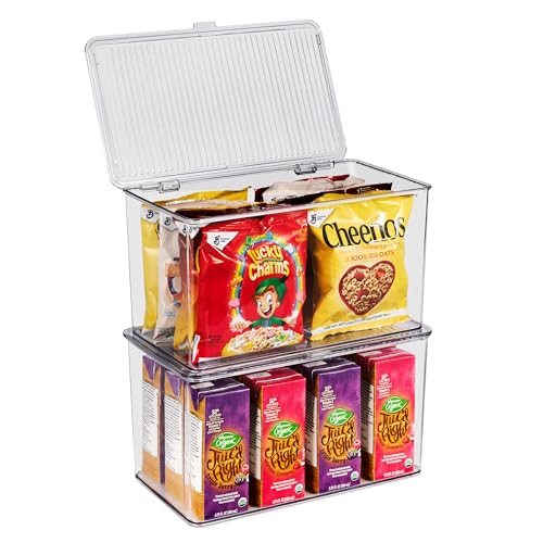 Sorbus Durable Plastic Storage Bins with Lids- Stackable Refrigerator Organizer Bins- MultiPurpose & Versatile- Lightwei - Detailed View