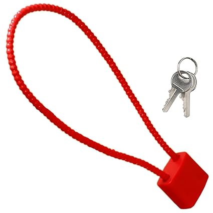 Supvox 15'' Round Padlock with 2 Key, Cut-Resistant Steel Wire Cable Padlock, Home Safety Door Lock Flexible Cable Padlock for Door, Shutter (Red, Pack of 1)
