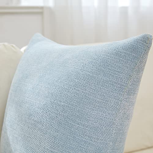 Anickal Pillow Covers 18X18 Inch Set Of 2 Pale Blue Decorative Throw Pillow Covers Square Accent Cushion Case For Couch Sofa Living Room Farmhouse Home Decoration #TOP2