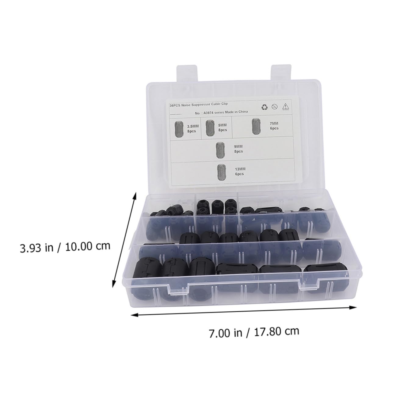 Amosfun 36 Pezzi Filtri Antirumore Nucleo di Ferrite, Clip a Scatto per Cavi Usb, Telefonici e Satellitari, Accessori Elettronici per Auto Riduzione Interferenze Elettromagnetiche