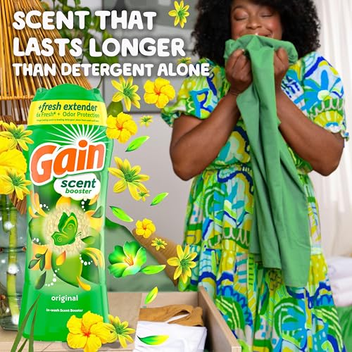 Image of Gain In-Wash Laundry Scent Booster Beads Long-Lasting Fresh Scent Beads All Day Freshness and Odor Protection, Original Scent, 18.2 oz (Packaging May Vary)