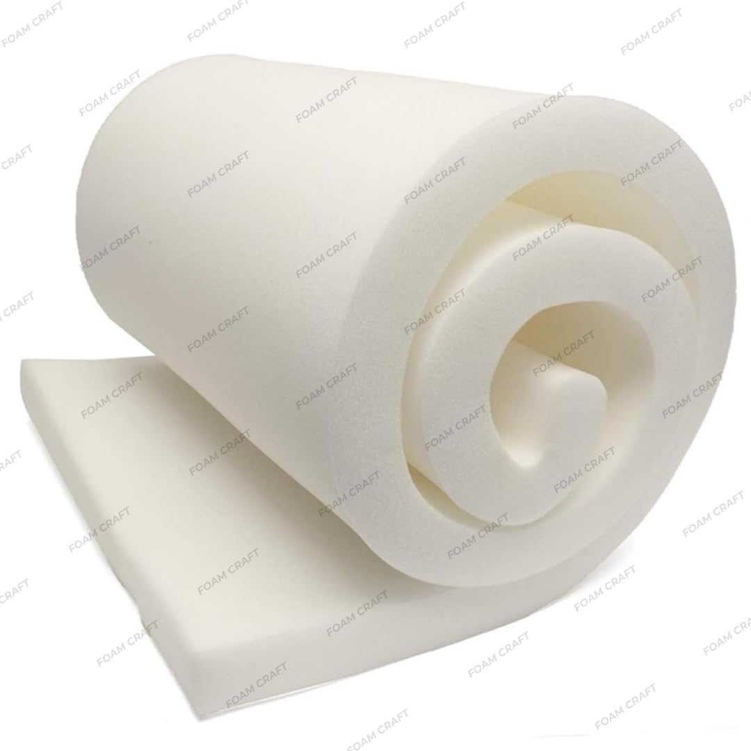 FOAM CRAFT® Upholstery foam sheet for chair pads, mattress topper & garden furniture padding | Firm Foam cut to size for seat cushions, for sofa bed, high chair cushions (28 x 60 inch, 5 inch thick)