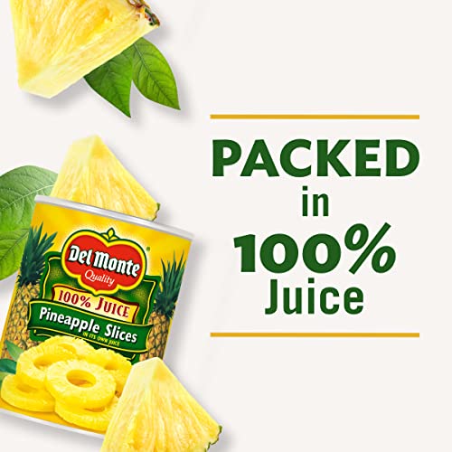 Del Monte Canned Pineapple Slices In 100% Juice, Canned Fruit, 12 Pack, 20 Oz Can #TOP4