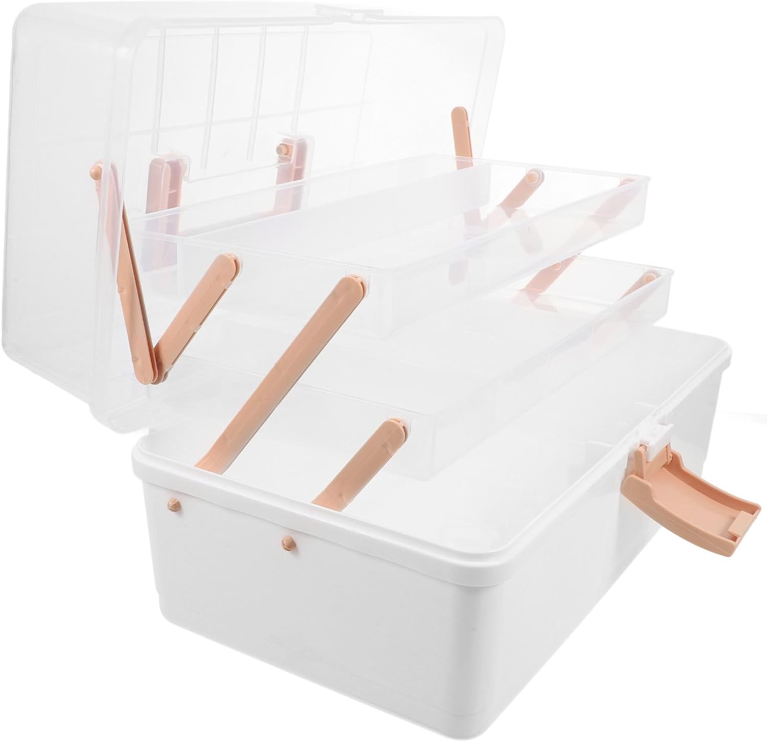 Portable Craft Organizer Storage Box with Handle, 3 Layer Pp