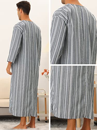 Lars Amadeus Striped Nightshirts for Men's Loose Fit Lightweight Pajamas Long Sleep Gown4
