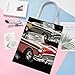 RLDOBOFE Classic Car Roadsters Old Fashioned Tote Bags for Holiday Gifts, Personalized Canvas Shoulder Bag with Handle for Activity, Reusable Cloth Bags for Advertising, Large Shopping Bag for Unisex